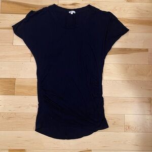 Black Maternity Ruched Top Casual Everyday Basic